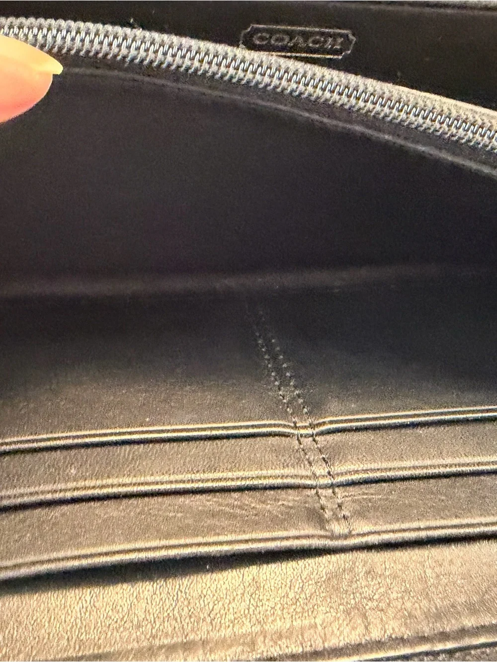 Coach Black Signature Monogram Canvas Zip Accordion Wallet